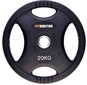 Fitribution 20kg weight plate HQ rubber with grips 50mm