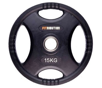 Fitribution 15kg Disco De Peso HQ Caucho Con Agarraderas 50mm