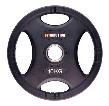 Fitribution 10kg weight plate HQ rubber with grips 50mm