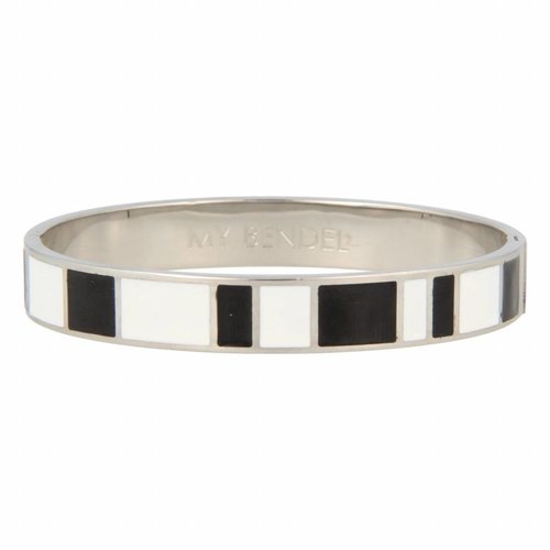 My Bendel Silver bangle with black and white design