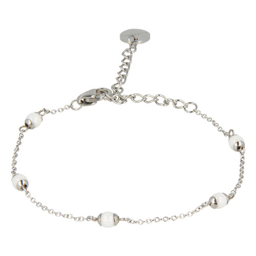 My Bendel Silver bracelet with white beads