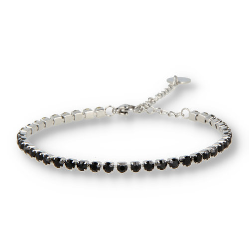 My Bendel Zilveren tennisarmband met zwarte zirkonia stenen