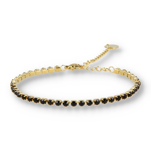 My Bendel Gouden tennisarmband met zwarte zirkonia stenen