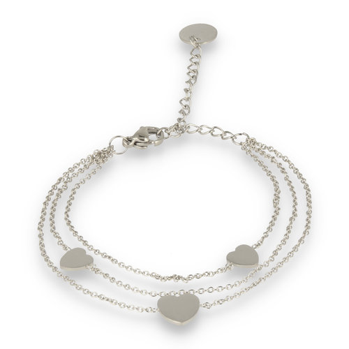 My Bendel Triple silver heart charm bracelet
