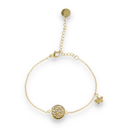 My Bendel Verstelbare Gouden Armband met Lotusbloem Bedel