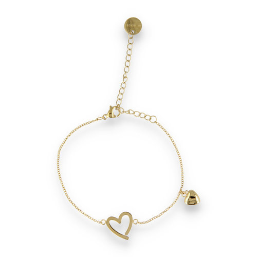 My Bendel Gouden bedelarmband met hartjes - verstelbaar