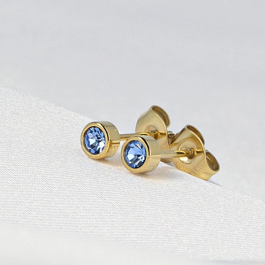 My Bendel  Goldohrringe mit rundem Saphir-Zirkonia-Stein