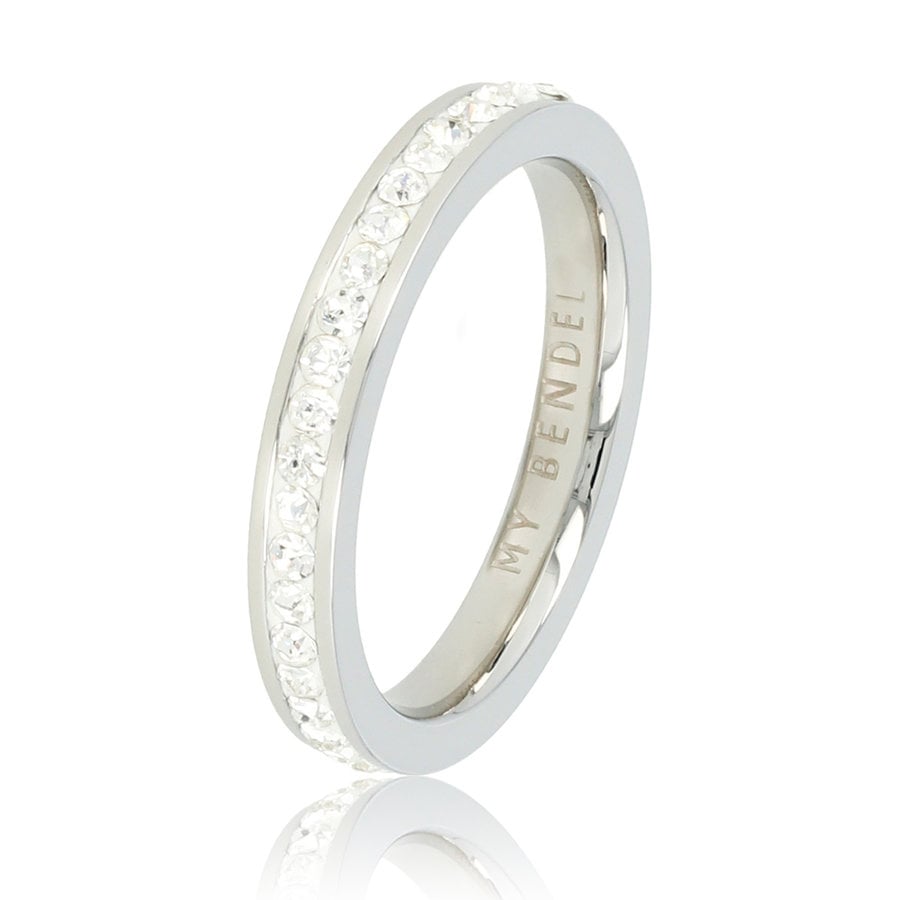 My Bendel Elegante zilveren ring met zirkonia, 3 mm breed, hypoallergeen, verkleurt niet. Perfecte keuze. 1 jaar garantie.