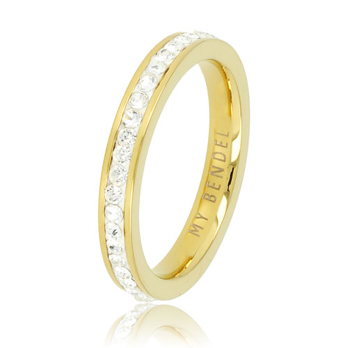 My Bendel Gouden ring met zirkonia - 3 mm breed - hypoallergeen