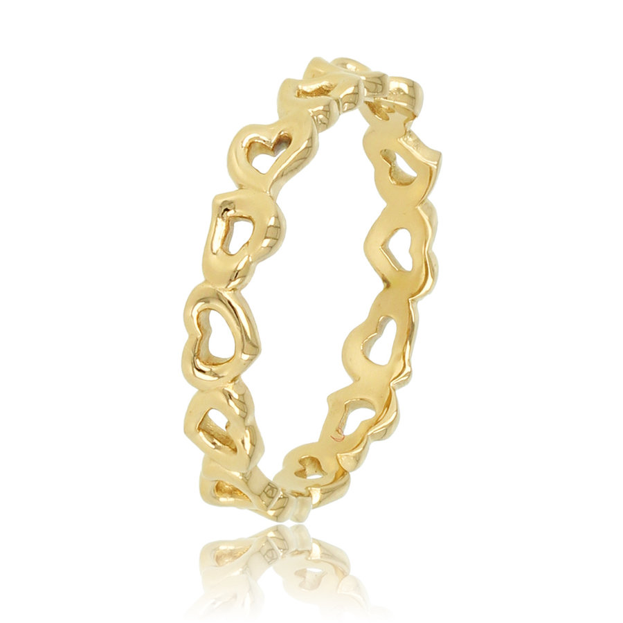 My Bendel Gouden ring met open hartjes patroon