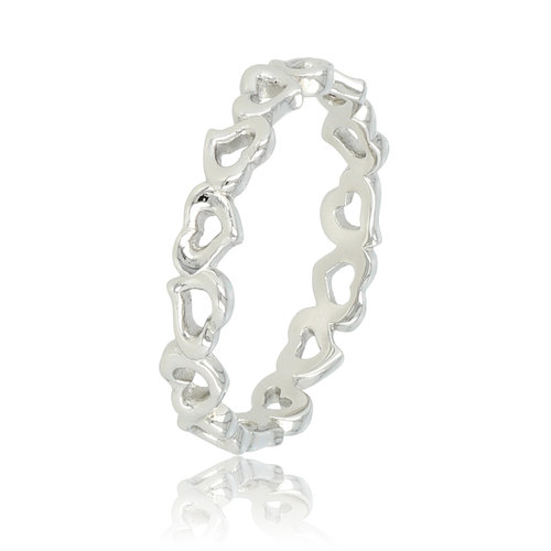 My Bendel Zilveren ring met hartjespatroon - 3,5 mm Stainless steel