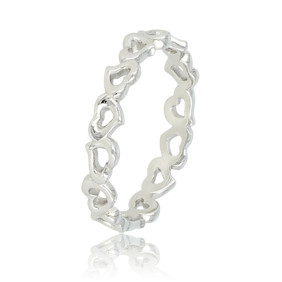My Bendel Elegante zilveren ring met open hartjespatroon, 3,5 mm Stainless steel. Blijft mooi, verkleurt niet. 1 jaar garantie.