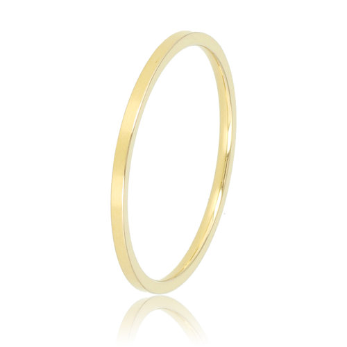 My Bendel Fijne stapelring goud 1mm - Stainless steel met dikke plating