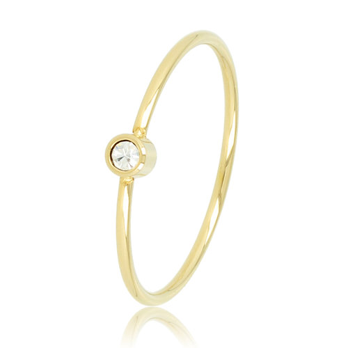 My Bendel Gouden aanschuifring met kristal - Minimalistisch Stainless steel
