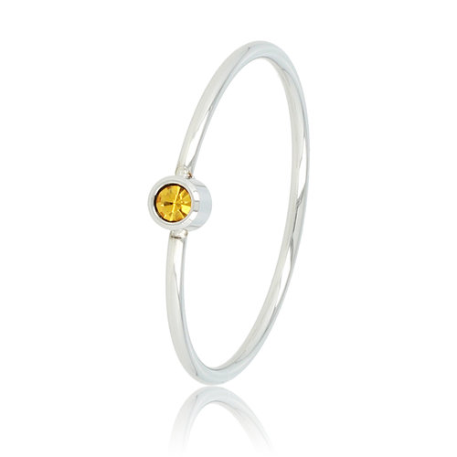 My Bendel Zilveren aanschuifring - gele glassteen - Stainless steel