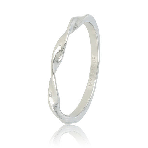 My Bendel Zilveren damesring met twist - elegant Stainless steel - 2 mm