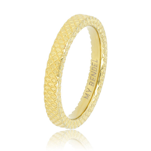 My Bendel Gouden ring met slangenhuid - Edelstalen aanschuifring