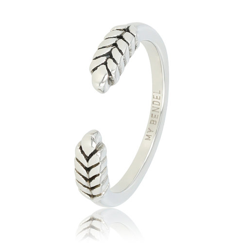 My Bendel Open ring met blad zilver