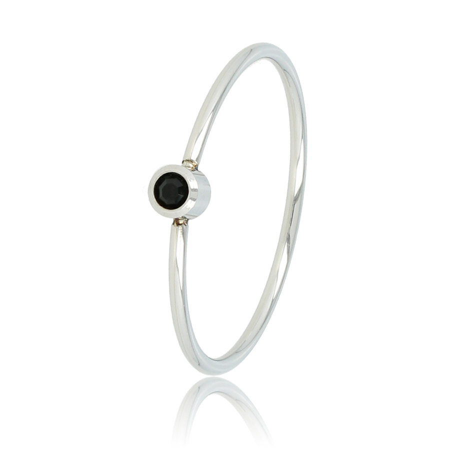 My Bendel Feiner Ring aus schwarzem Zirkonoxidstein aus wunderschönem, langlebigem Edelstahl