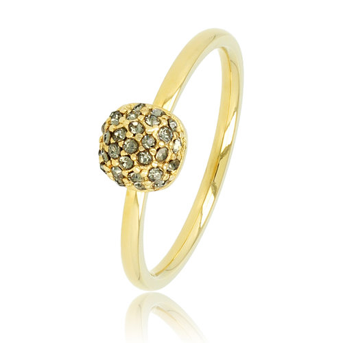 My Bendel Gouden ring met groene zirkonia - Minimalistisch Stainless steel