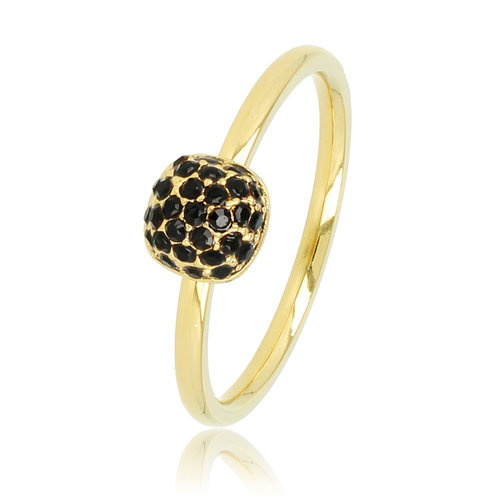 My Bendel Gouden ring met zwarte zirkonia - minimalistisch Stainless steel