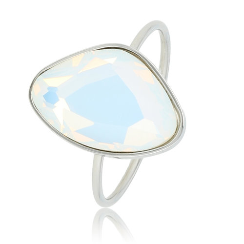 My Bendel Creatieve zilveren aanschuifring - Quartz glassteen - Stainless steel