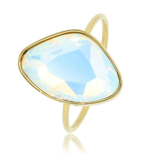 My Bendel Gouden aanschuifring met quartz glassteen - Minimalistisch design