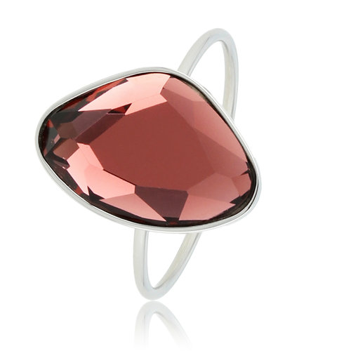 My Bendel Zilveren aanschuifring - Bordeaux glassteen - Minimalistisch