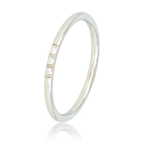 My Bendel Minimalist silver ring with three fine crystals