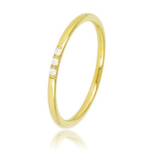 My Bendel Minimalist gold ring with three white zirconia stones
