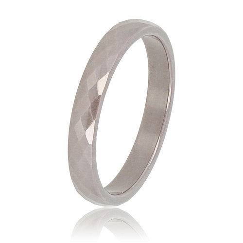 My Bendel Keramische ring 3mm - facet geslepen - wit - hypoallergeen