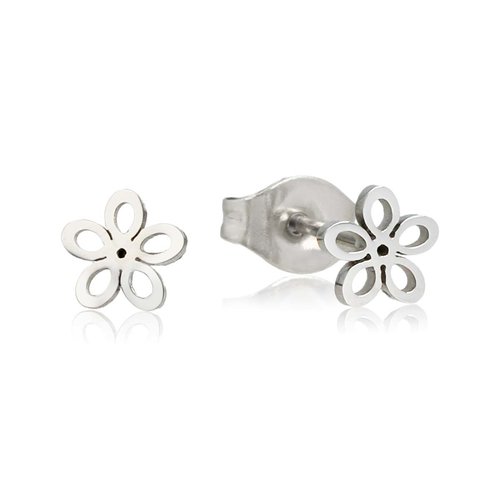 My Bendel Stralende Zilveren Bloem Oorstekers - 6mm Elegantie