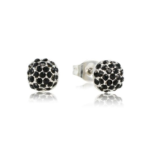 My Bendel Mystieke Zilveren Oorknopjes met Zwarte Stenen 6mm