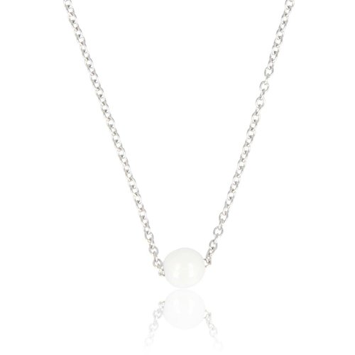 My Bendel Zilveren Ketting met White Ceramic Bolletje