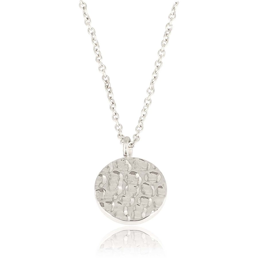 My Bendel Verstelbare zilveren ketting met een ronde bedel met structuur. Blijft mooi, ideaal solo of met andere kettingen. Luxe uitstraling. My Bendel.