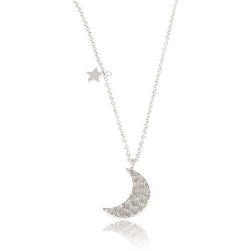 My Bendel Halve maan ketting - Zilver - met klein sterretje