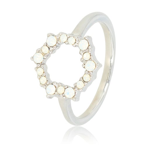 My Bendel Ronde open ring - quartz stenen - zilver Stainless steel