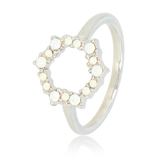 My Bendel Round open ring with quartz stones silver