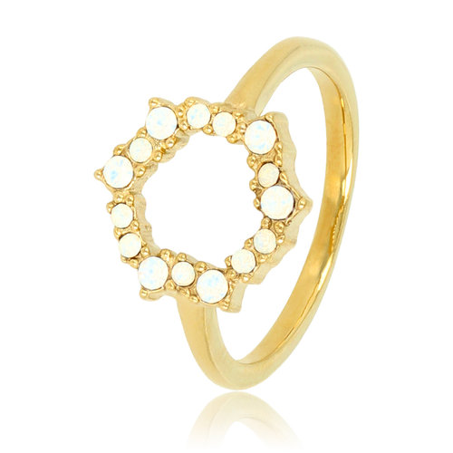My Bendel *Round open ring with quartz stones gold