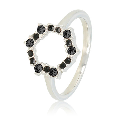 My Bendel Open ring met zwarte zirkonia - Stijlvolle damesring