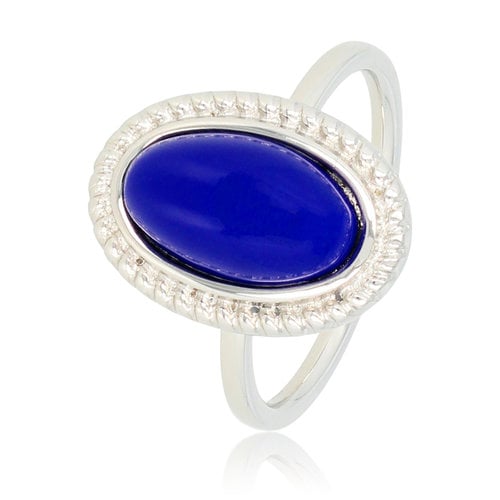 My Bendel Vintage zilveren ring - blauwe steen - Stainless steel design