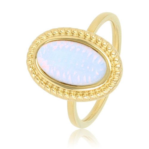 My Bendel Vintage ring goud - Stainless steel - White Quartz steen