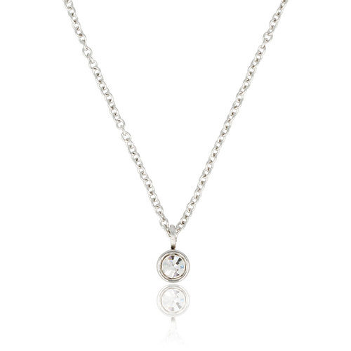 My Bendel Zilveren Ketting met Zirkonia Kristal - Verkleurt Niet