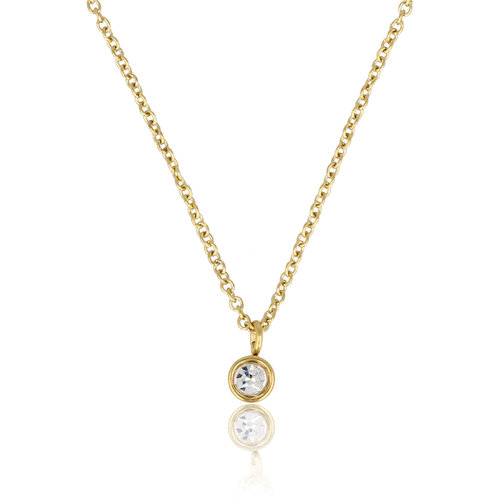 My Bendel Gouden Ketting met Zirkonia Kristal - Verkleurt Niet