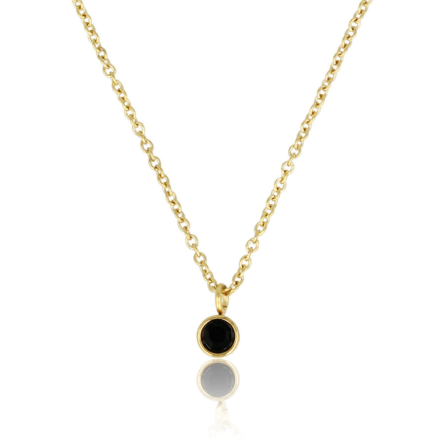 My Bendel Gouden ketting met zwart Zirkonia steentje. Luxe uitstraling, blijft mooi en verkleurt niet. Een alledaagse musthave! My Bendel.
