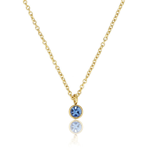 My Bendel Goldkette mit hellblauem Zirkonia-Stein