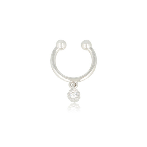 My Bendel Zilveren Earcuff met Sprankelende Zirkonia Hanger