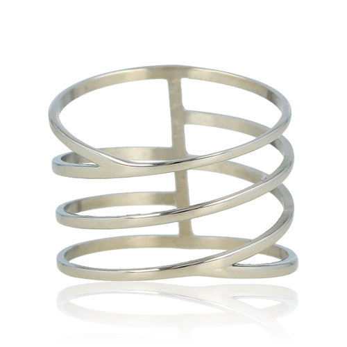 My Bendel Silver-coloured wrap ring with open design