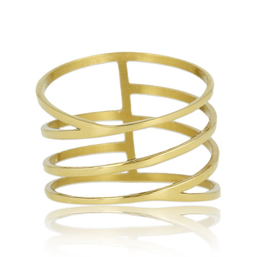 My Bendel Gold-coloured wrap ring with open design