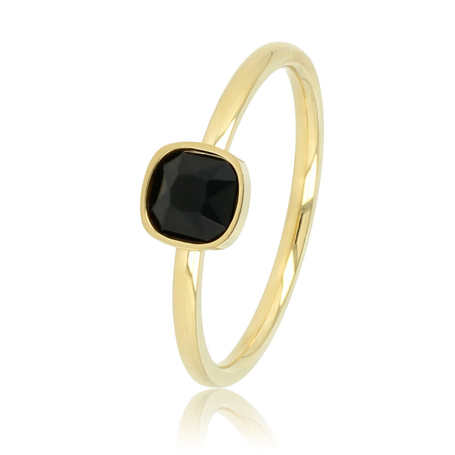 My Bendel Fine extension ring - gold - with black crystal glasstone made of beautiful permanent stainless steel